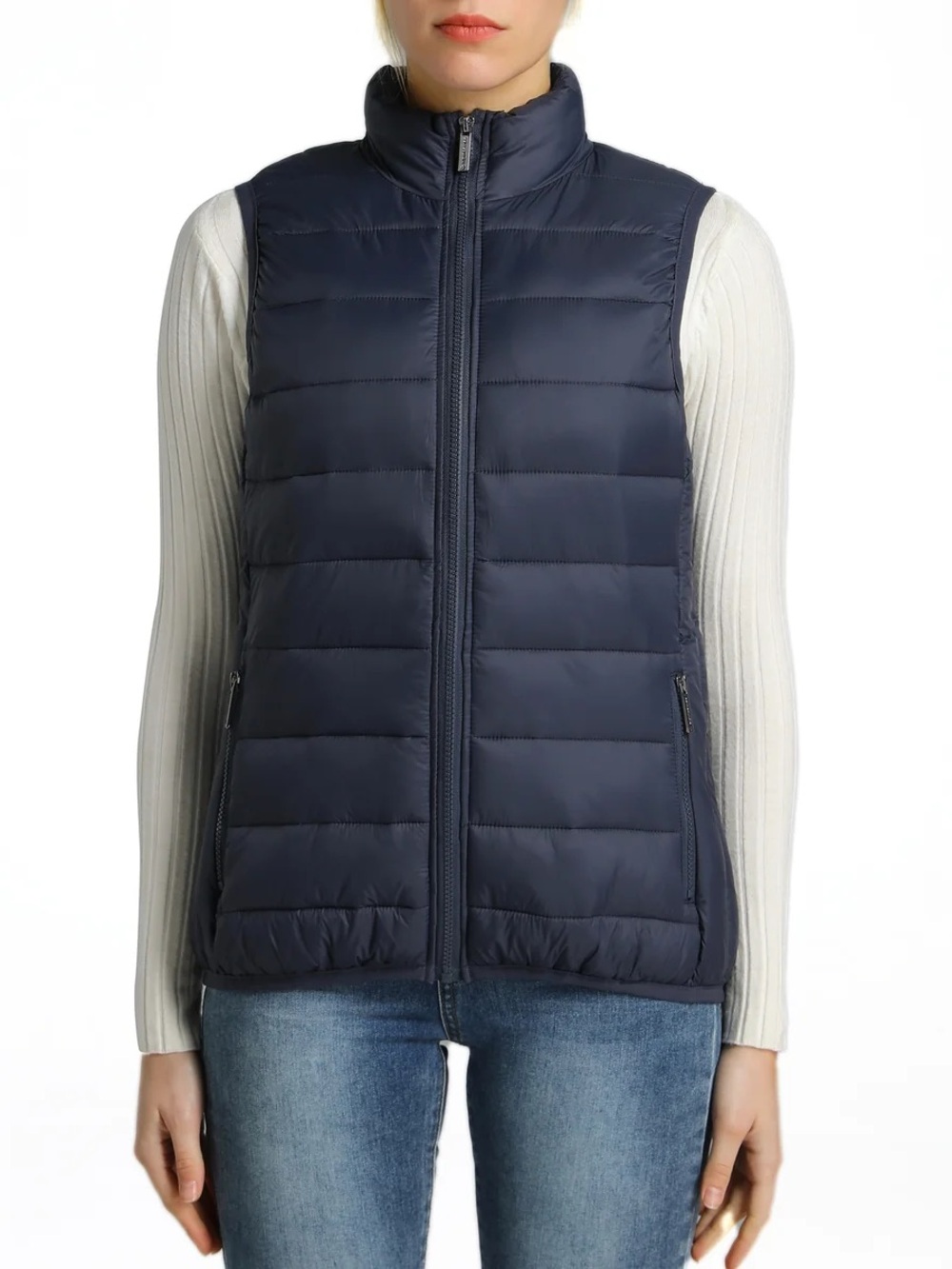 Alpine Swiss Jodie Puffer Vest Down Alternate Insulated Jacket in Navy Size M